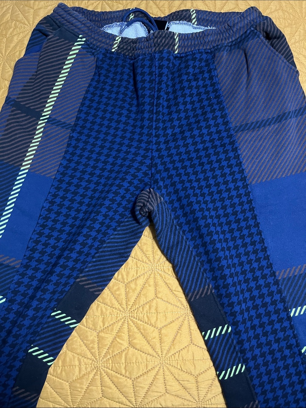 IVY PARK Men's Blue Patterned Joggers with Neon Accent